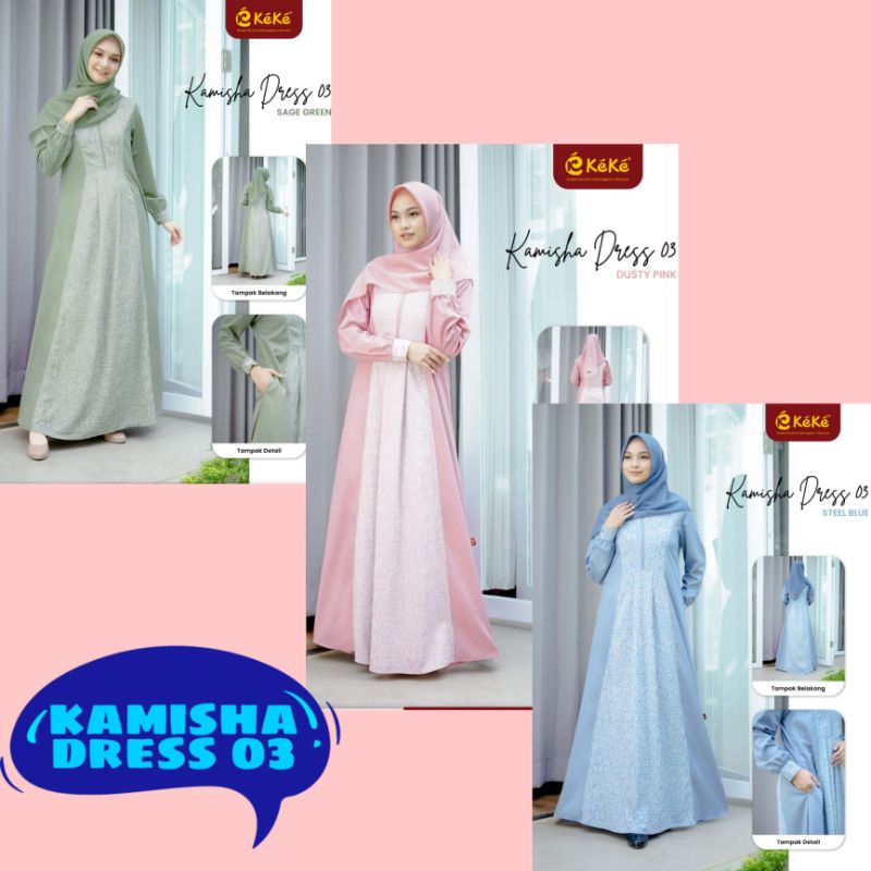 GAMIS KEKE BUSANA MUSLIM KAMISHA DRESS 03 OOTD HIJAB GAMIS CASUAL