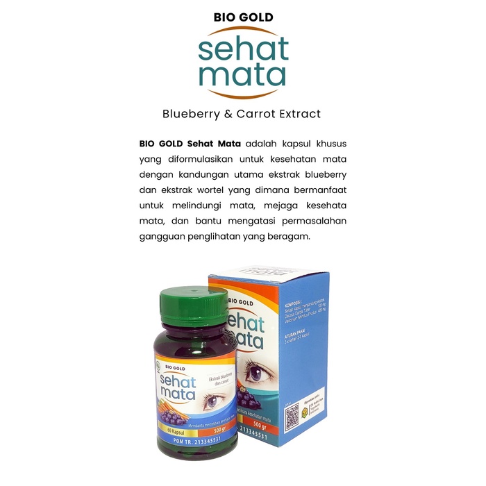 Kapsul Sehat Mata Bio Gold Ekstrak Wortel Dan Bilberry Suplemen Untuk Atasi Masalah Mata Minus Buram