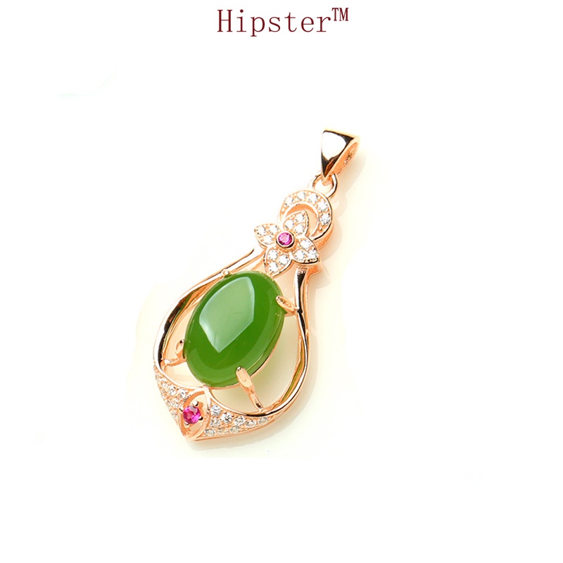 Hot Sale Trend Rose Gold Diamond Fashion Hotian Jade Pendant Necklace