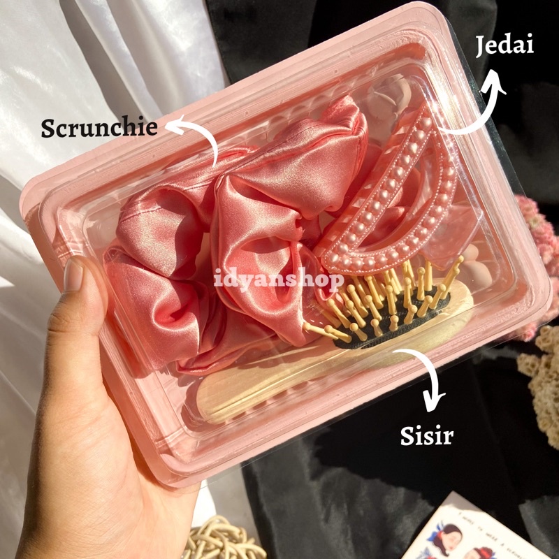 TUKAR KADO SCRUNCHIE MINI GIFT JEDAI SISIR KAYU [KDW122] KADO BESTIE IKAT RAMBUT