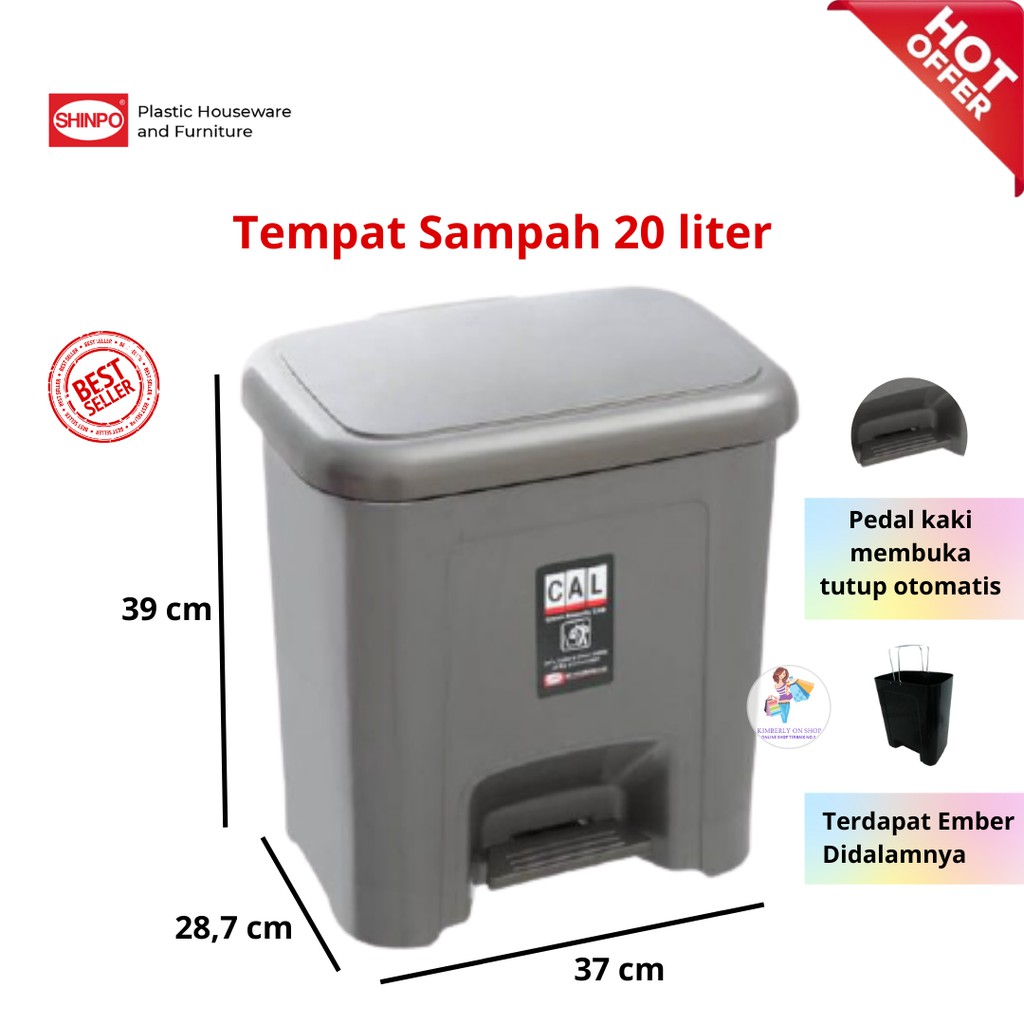 Tempat sampah Injak Step on Dustbin 20ltr 720 Shinpo