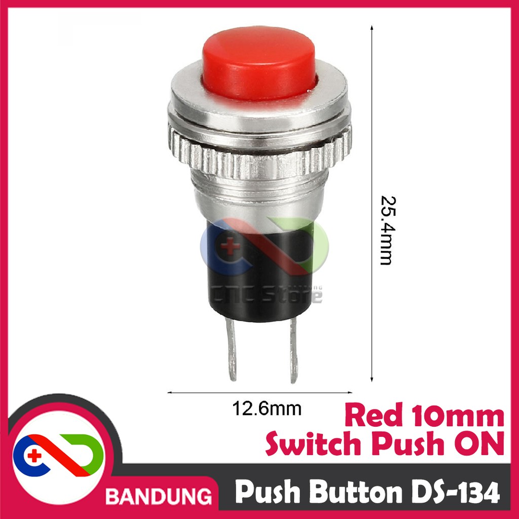 PUSH BUTTON DS-134 10MM RESET SWITCH RED MERAH