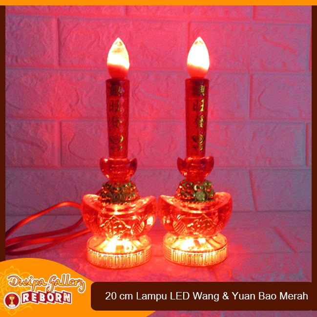 Lampu Sembahyang Altar Merah LED Wang &amp; Yuan Bao 20 cm