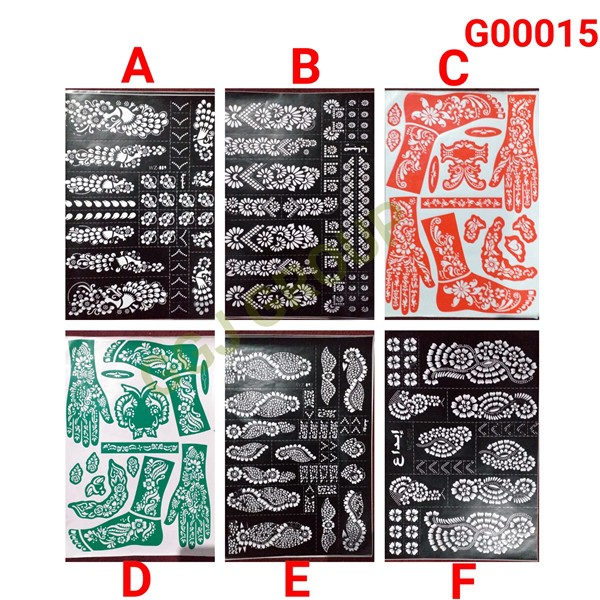 G ( G00015 ) CETAKAN HENNA TANGAN  KAKI / STIKER / NAIL ART / HARGA GROSIR