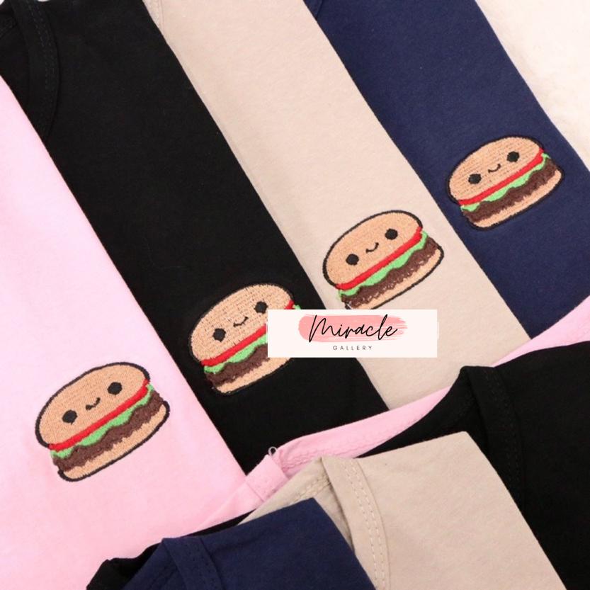 Kaos Wanita Premium / Tshirt Oversize BURGER &amp; FRIES (BORDIR) / Kaos Korea