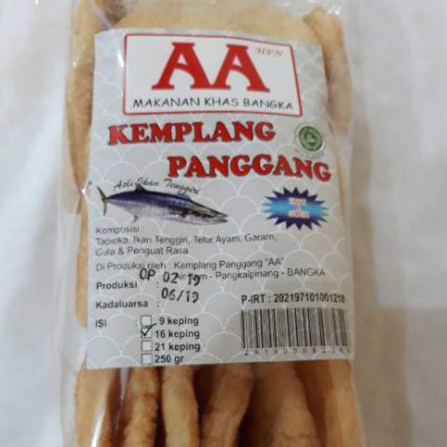 

Kerupuk kemplang panggang tenggiri AA 16 Keping