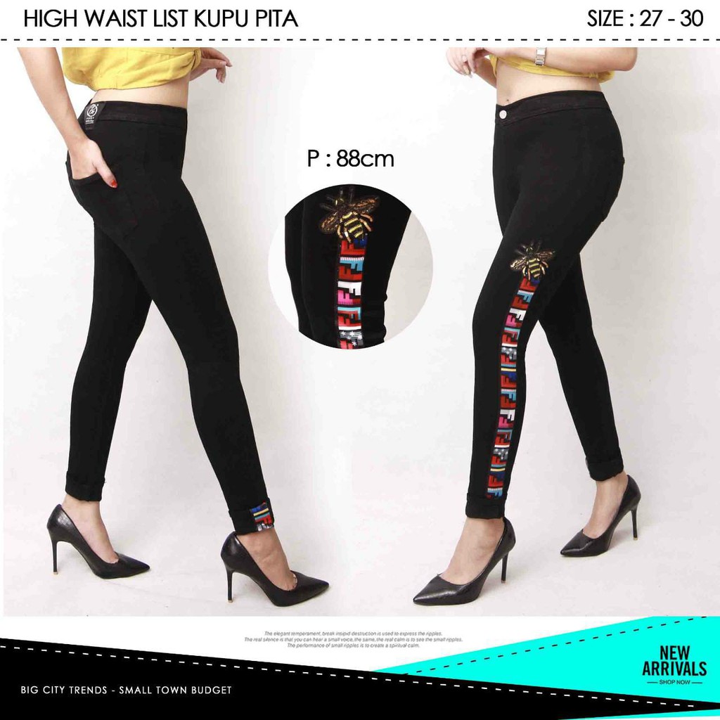 CELANA JEANS HIGHWAIST LIST FFBEE KUPU PITA