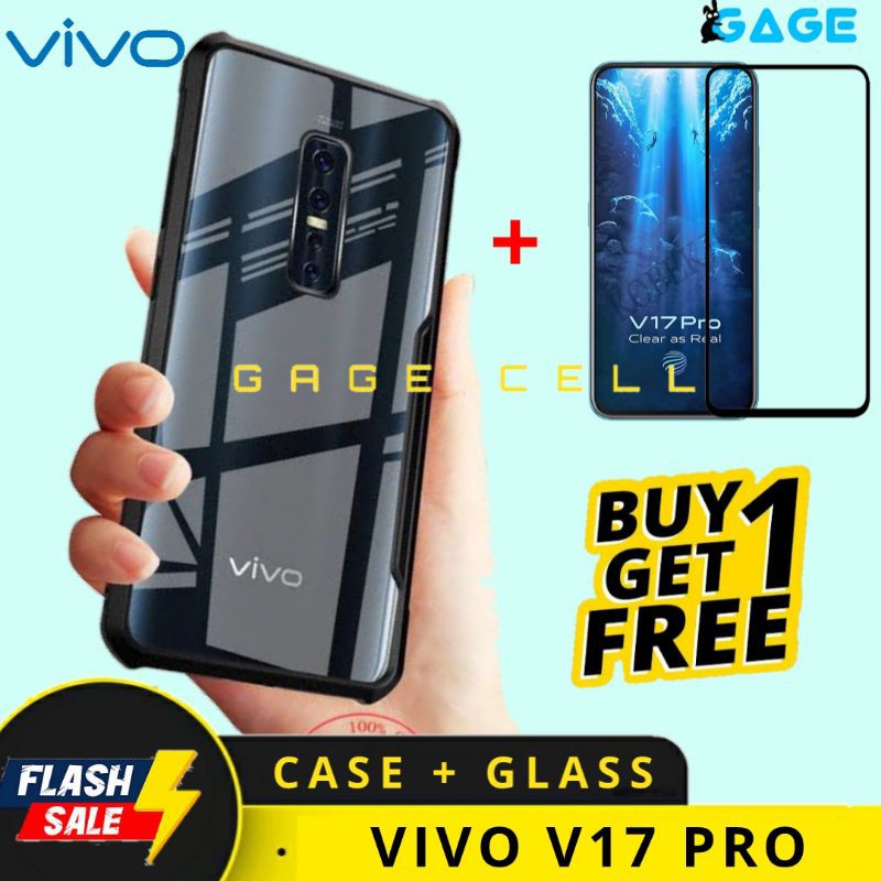 FREE ✅ TEMPERED GLASS FULL LAYAR VIVO V17 PRO HARD SOFT CASE FUZE TRANSPARANT VIVO V17PRO BACK COVER