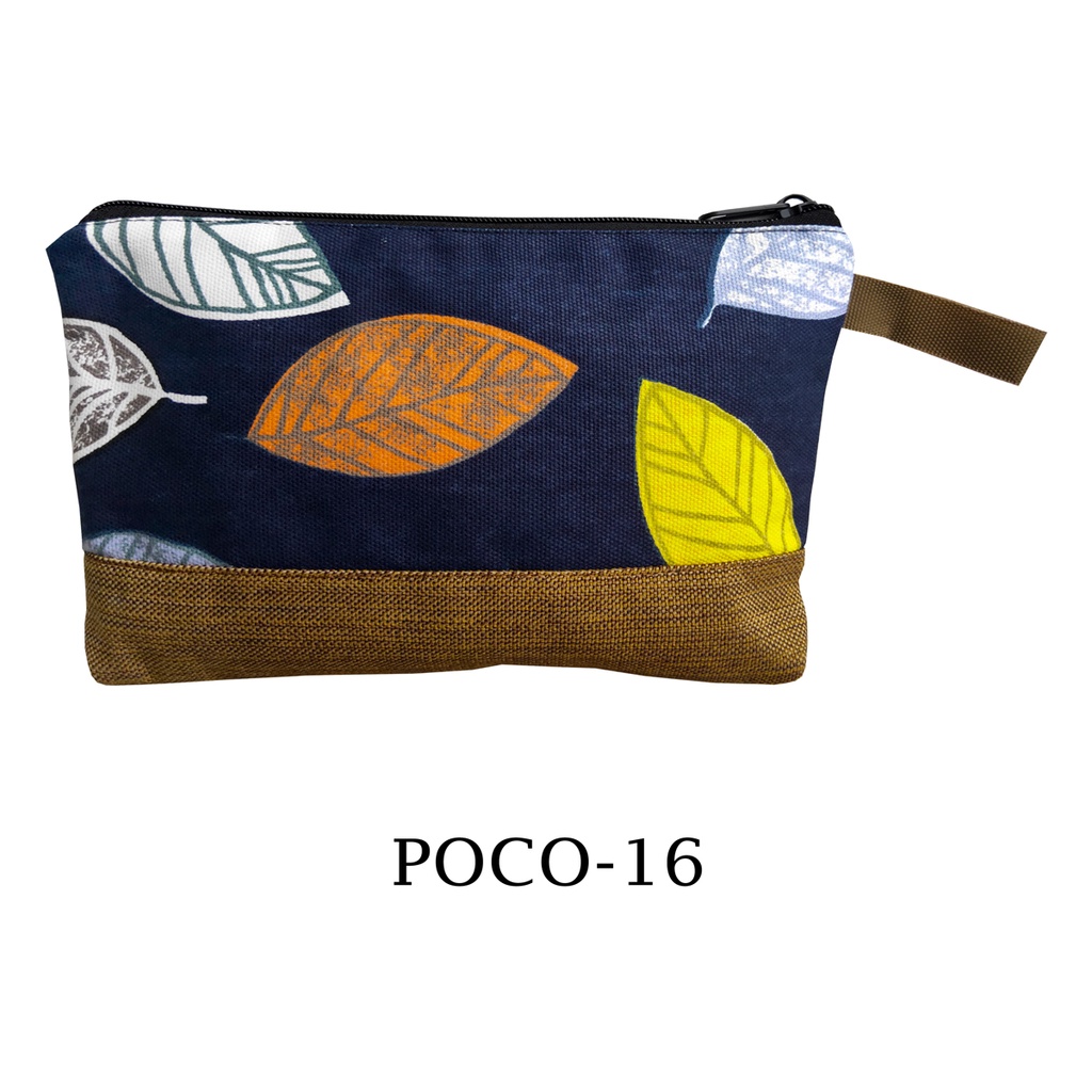 POUCH KANVAS KOMBINASI BAHAN TEBAL BISA UNTUK SOUVENIR 26x17 MOTIF POCO-16