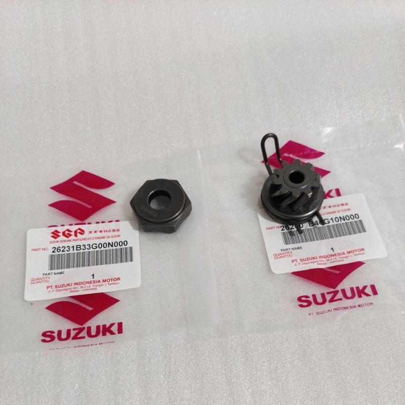 Gear Pinion starter dan gigi lawan Pinion Suzuki Spin 125-Skywave-Skydrive-Lets-Hayate-Nex Ori 26231