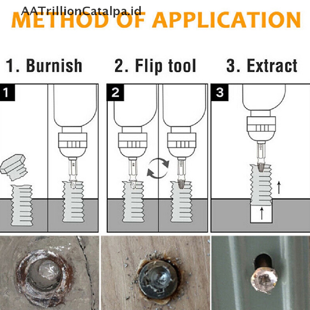 Aatrillioncatalpa 6Pcs Mata Bor Ekstraktor Sekrup Rusak Untuk Alat Pertukangan