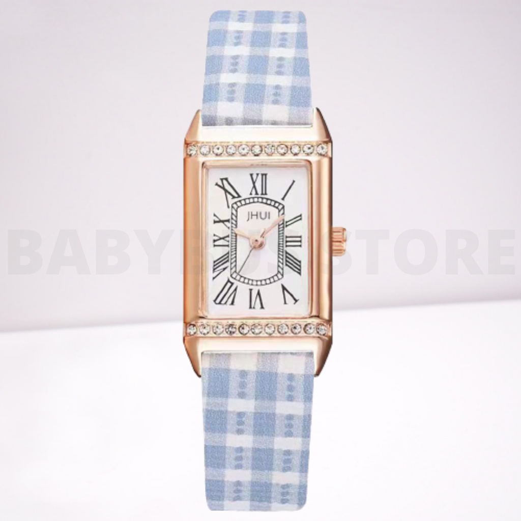 BBS J033 Jam Tangan Wanita Analog Quartz Bahan Kulit Bentuk Persegi Panjang Fashion Korea Import Murah