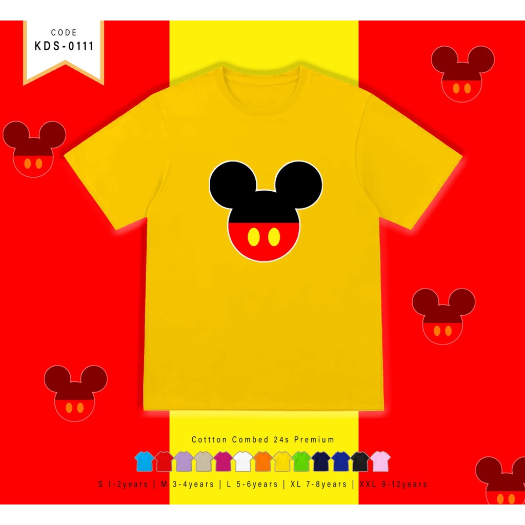 KAOS ANAK  / T-SHIRT KIDS MICKEY HEAD FAT / CUSTOM TEE TERMURAH / REAL