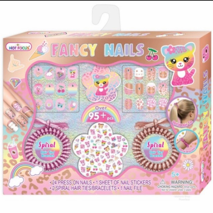 Kuku Palsu Anak Cat Kucing Fancy Nails Ikat Rambut Plus Sticker Kuku