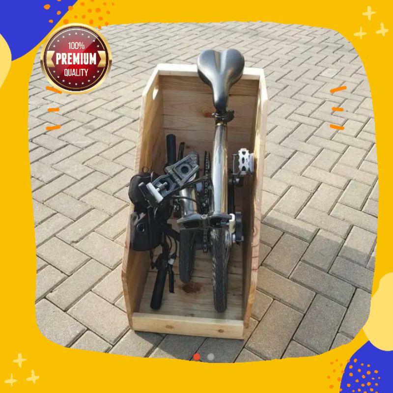 Penyimpanan sepeda/box sepeda lipat bahan kayu jati belanda