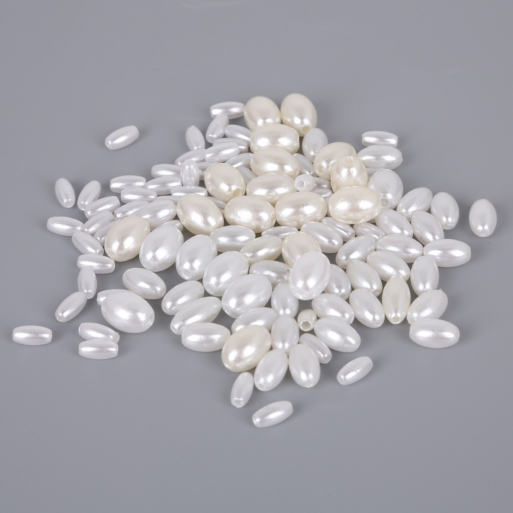 4x8/6x10/6x12/8x11mm 50-200pcs Manik-Manik Mutiara Imitasi Bentuk Oval Bahan Plastik Abs Untuk Membuat Perhiasan Diy