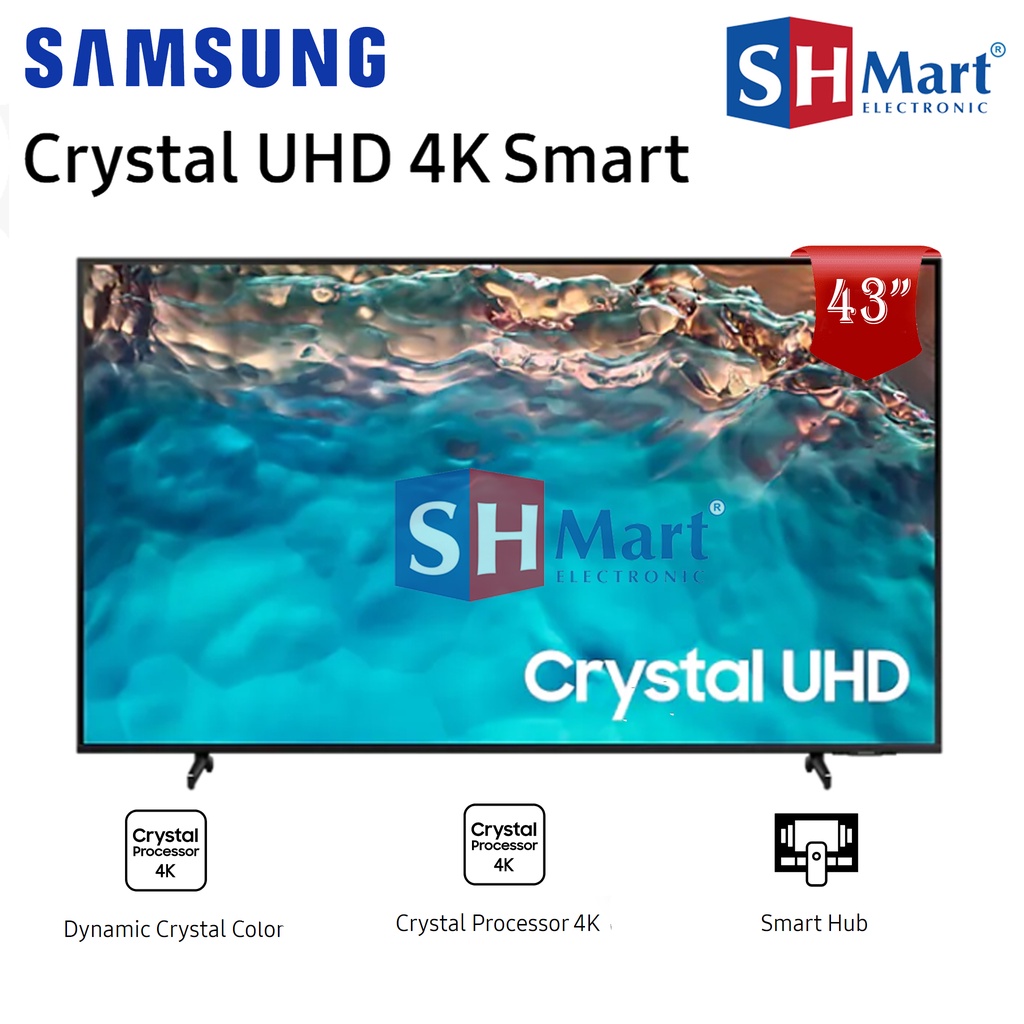 SMART TV SAMSUNG 43 INCH CRYSTAL UHD 4K UA43BU8000KXXD 43BU8000 NEW 2022 GARANSI RESMI (MEDAN)