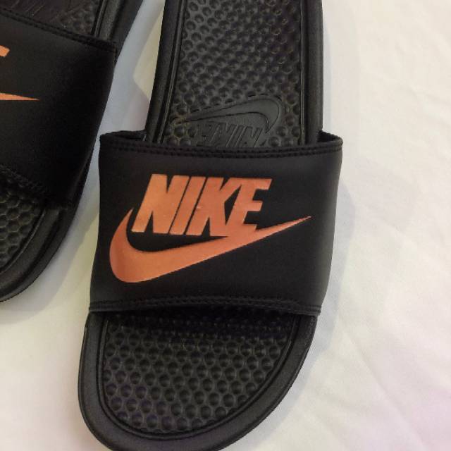 nike benassi black rose gold