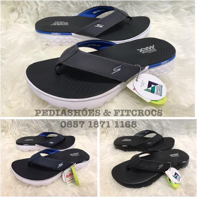 GARANSI TERMURAH SANDAL JEPIT SKECHERS VIVACITY LEATHER STRAP II MEN
