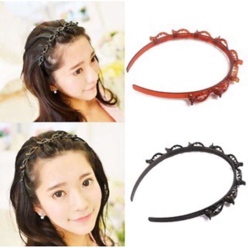 Bando kepang korea one hand import/ Bando jepit klip rambut jepang