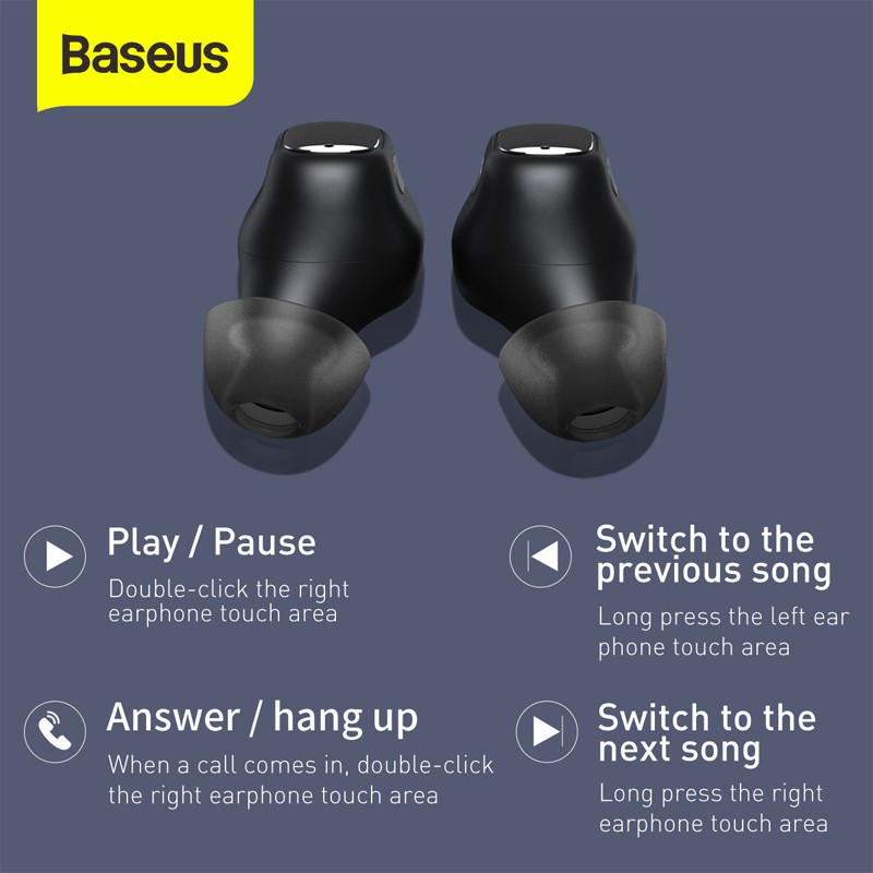 Baseus Encok WM01 True Wireless Bluetooth Earphone Mini Earbuds TWS Image 8