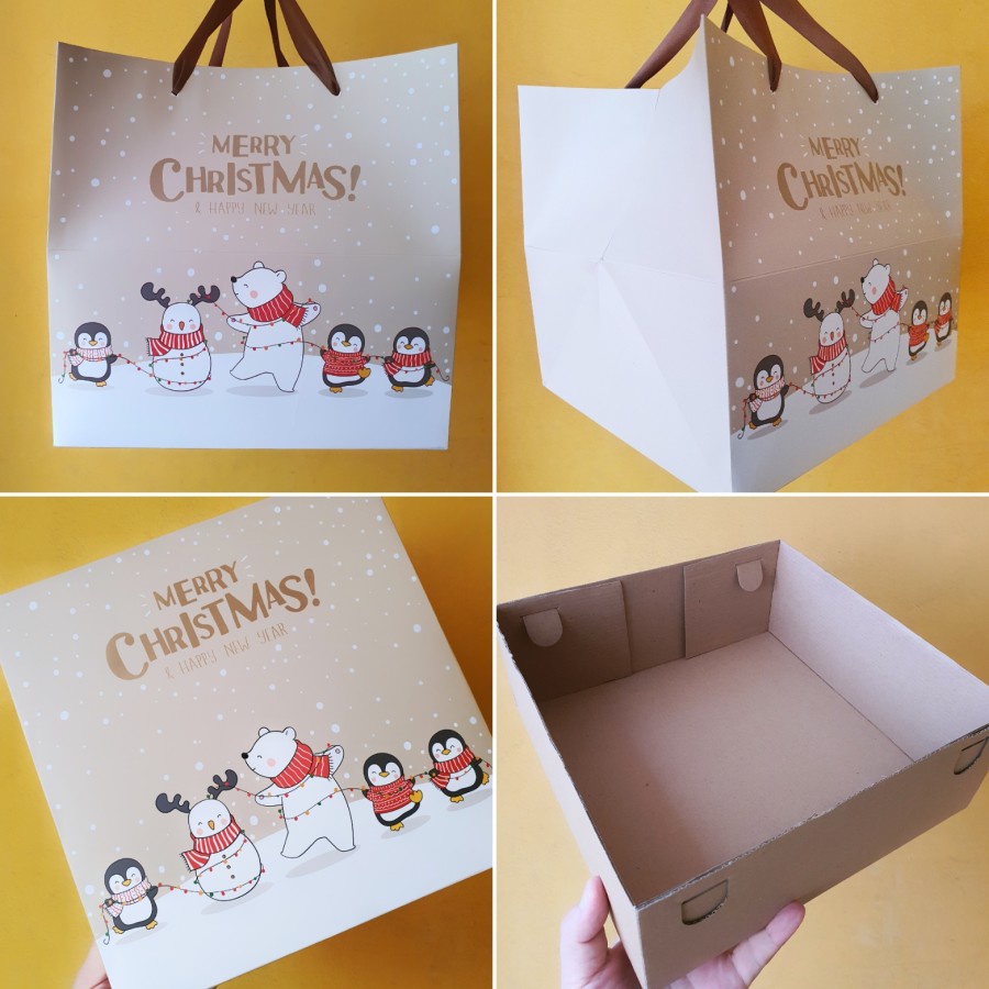 

Paket Hemat Kardus Kotak Kue Cake Natal Ukuran 25x25x10 cm Paperbag Christmas Kemasan Hampers Packaging