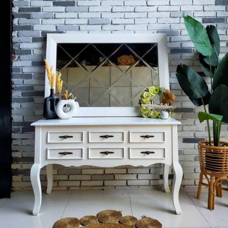 SET MEJA KONSOL / MEJA KONSOL  JATI UKIR JEPARA / CERMIN HIAS JATI UKIR JEPARA