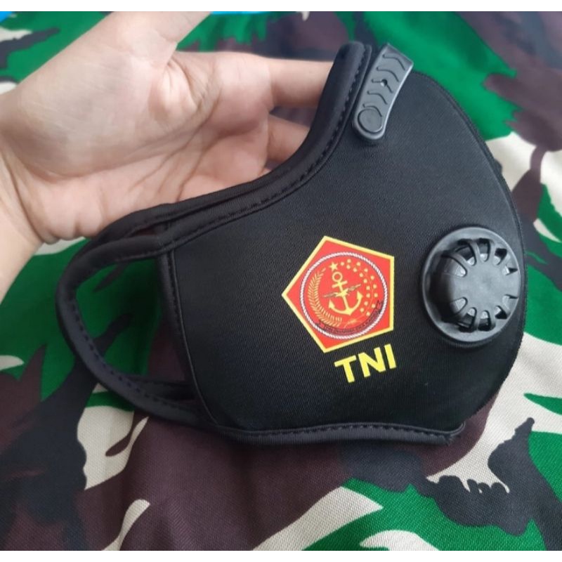 MASKER TOMO TNI POLRI/masker Polisi Terbaru Lifemask Terbaru Logo Polos Hitam