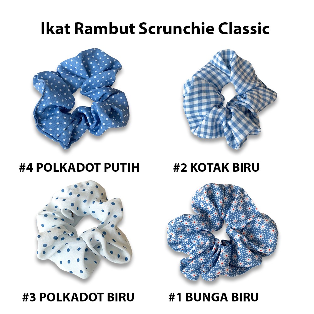 AGG-259 Ikat Rambut Scrunchie Ikat Rambut Motif Kotak , Satin dan Vintage Ikat Rambut Cepol Murah