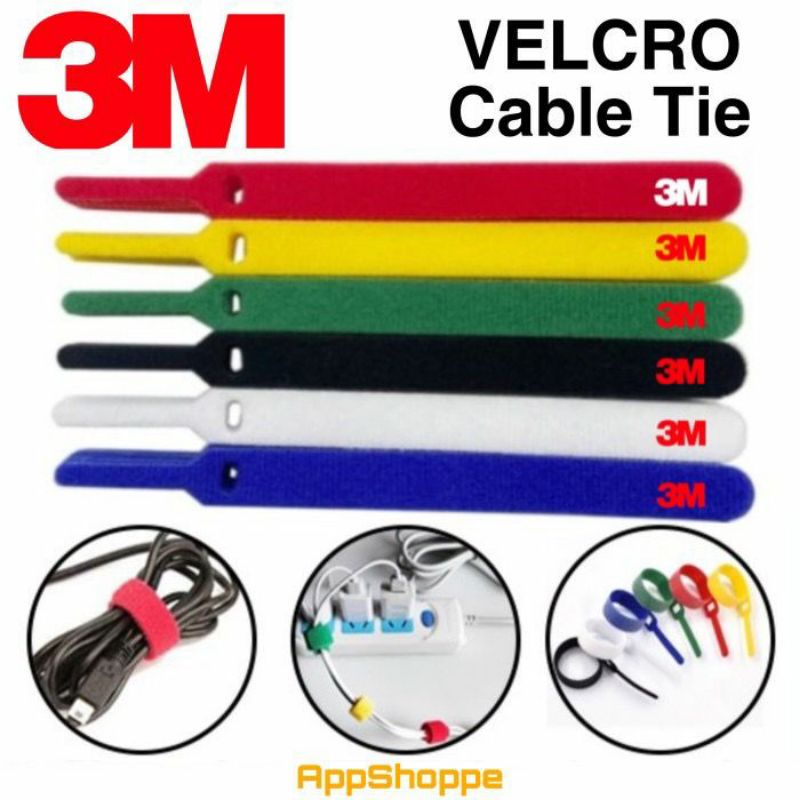 3M Velcro Cable Tie Organizer Cord Strap PENGIKAT KABEL MULTI-COLOR