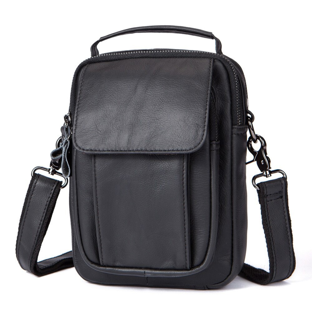 black leather crossover bags