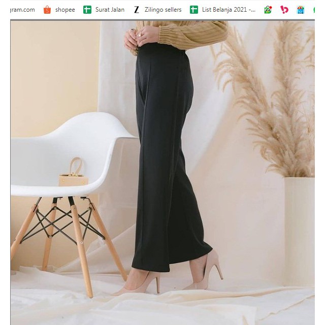 Leon Kullot Scuba Premium / Celana Panjang Kulot Polos Wanita / Celana Panjang Polos Murah Korean Outfit- BV0G-3
