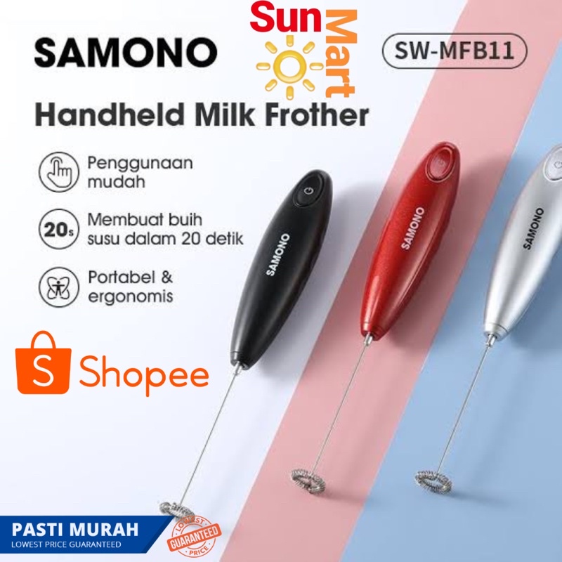 SAMONO Mixer Mini Portable SWMFR11 Red Pengaduk susu Pengocok Telur