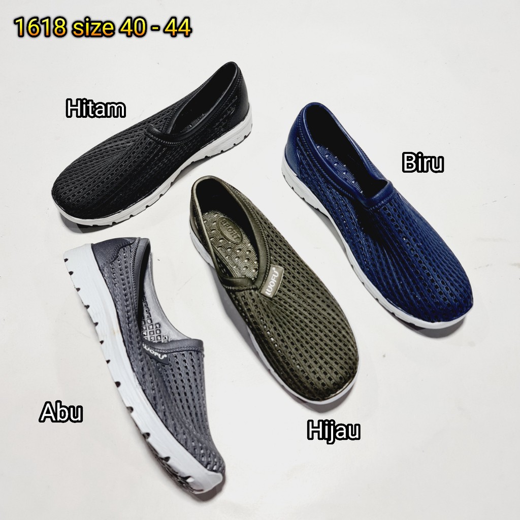 LUOFU ORIGINAL sepatu karet empuk murah pria slip on cowok casual import cowok 1618