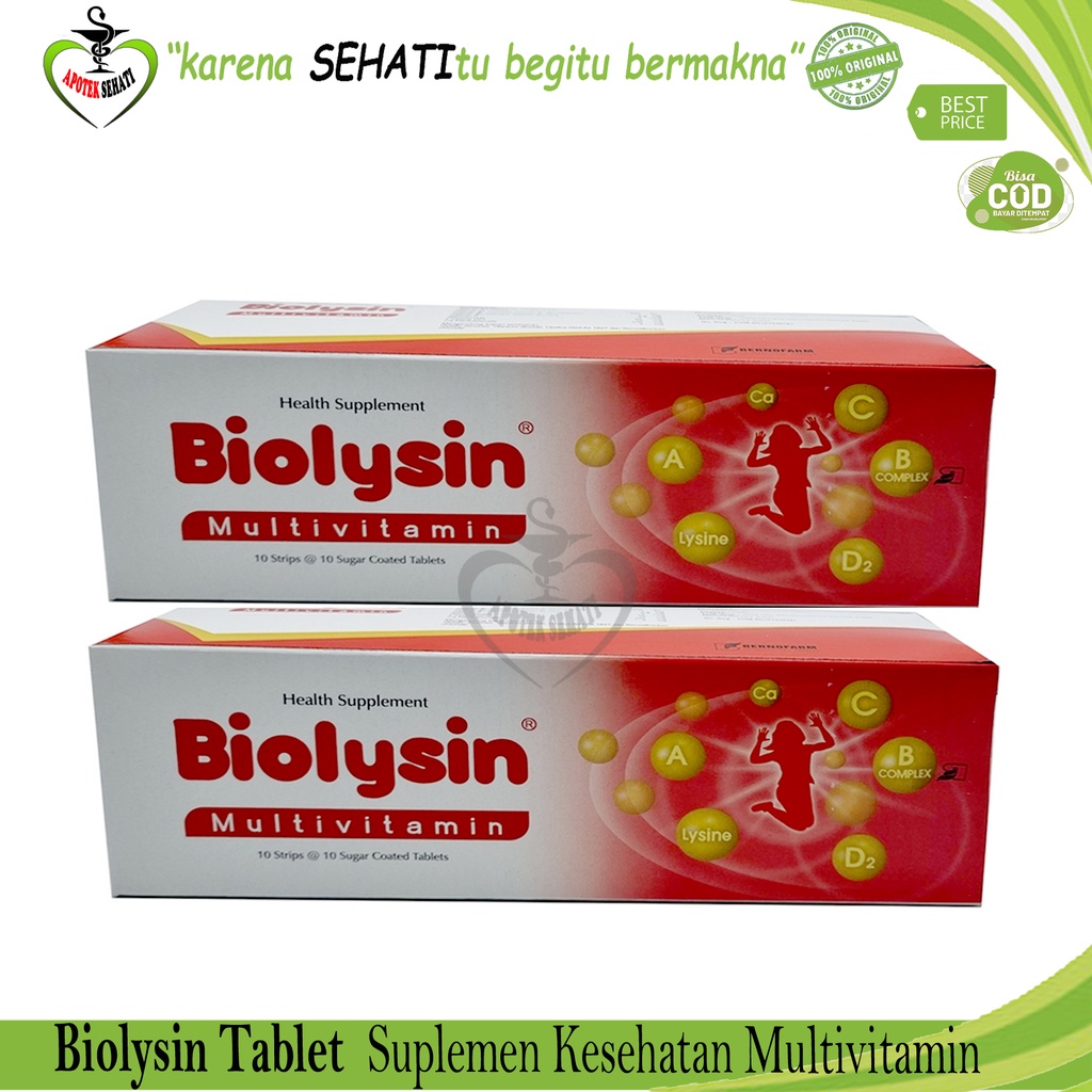 BIOLYSIN TABLET ISI 100'S / MULTIVITAMIN/ DAYA TAHAN TUBUH KESEHATAN