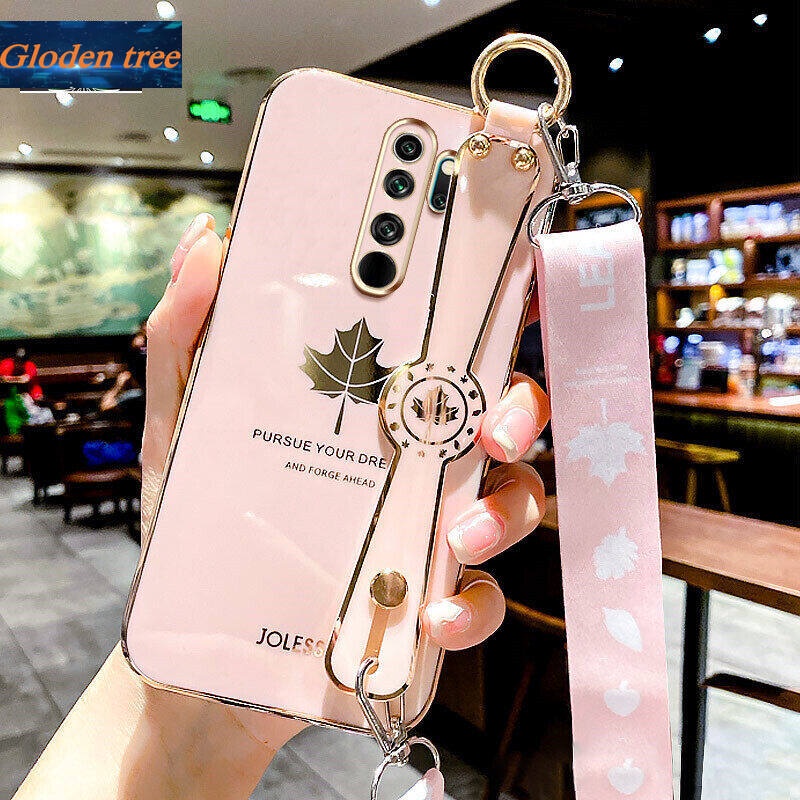 Case Motif Daun Maple Dengan lanyard Untuk Xiaomi Redmi Note 8 Pro