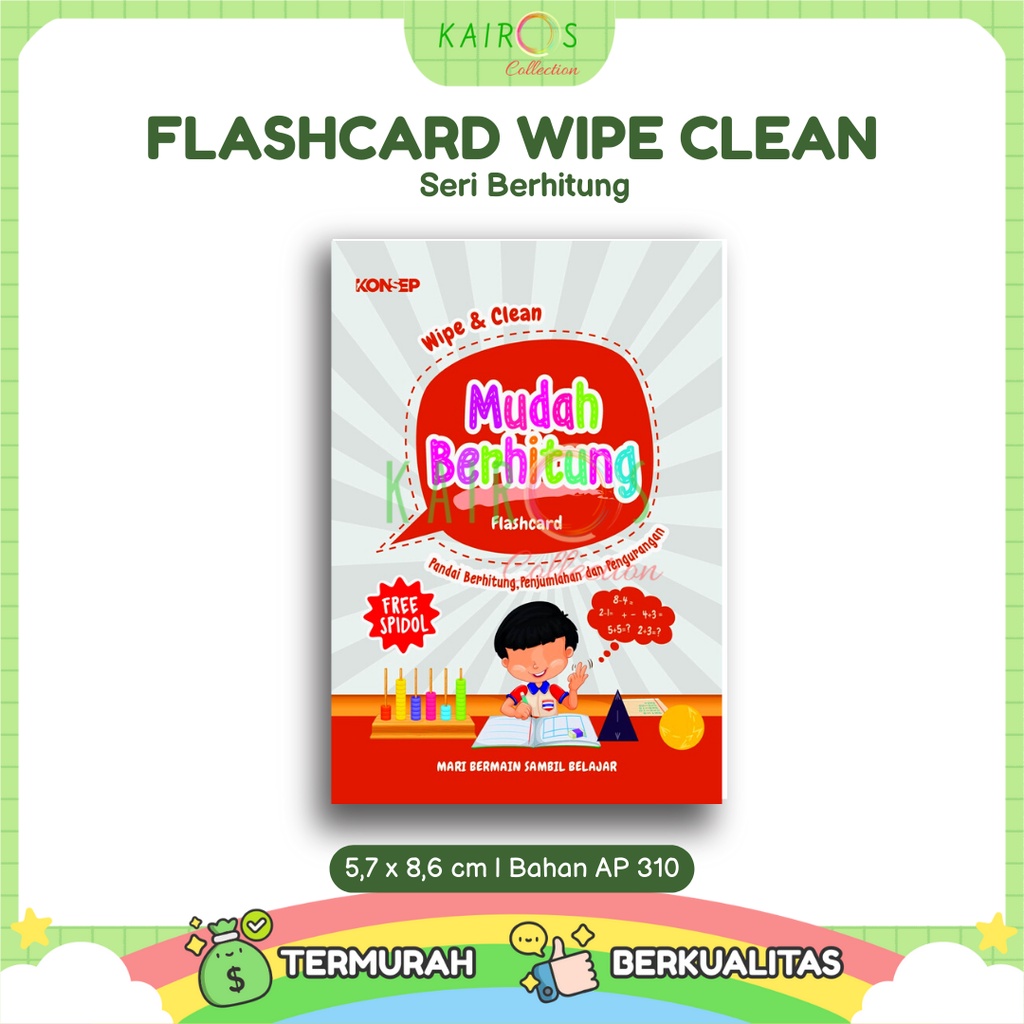 Flashcard Wipe Clean Seri Berhitung Kartu Pintar Belajar Balita Bisa Ditulis Dihapus