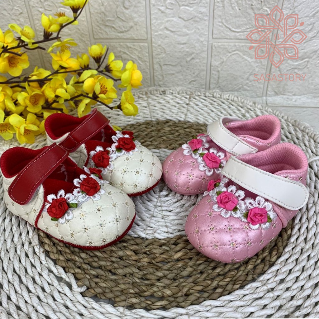 mandirishoestore-SEPATU PREWALKER ANAK PEREMPUAN PAYET BUNGA 0-12 BULAN XPY01