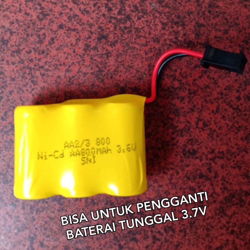 Baterai Mobil RC 3.6 Volt Batre Cadangan Isi 3 Batere Remot Remote Control 3.6 Volt Pengganti 3.7Volt