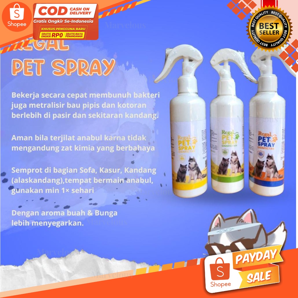 Regal Obat Disinfektan Pembasmi Kuman dan Bakteri yang Bahaya Untuk Kucing Anjing Hewan Peliharaan