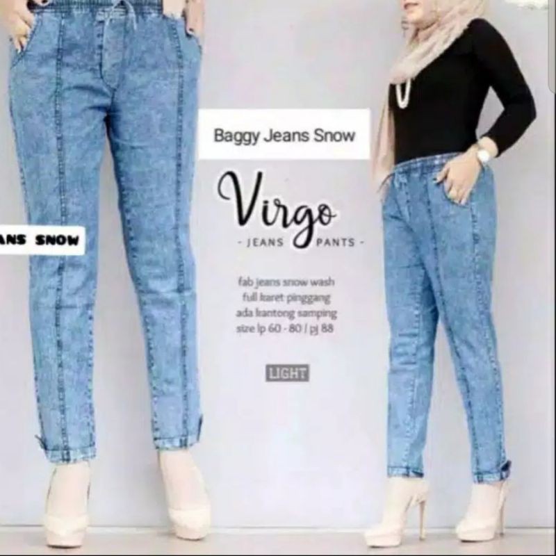 Celana Baggy Boyfriend Wanita/Celana Jeans Snow Wanita Uk.Standar XL Dan Jumbo XXL / Estimasi BB 50Kg -100Kg