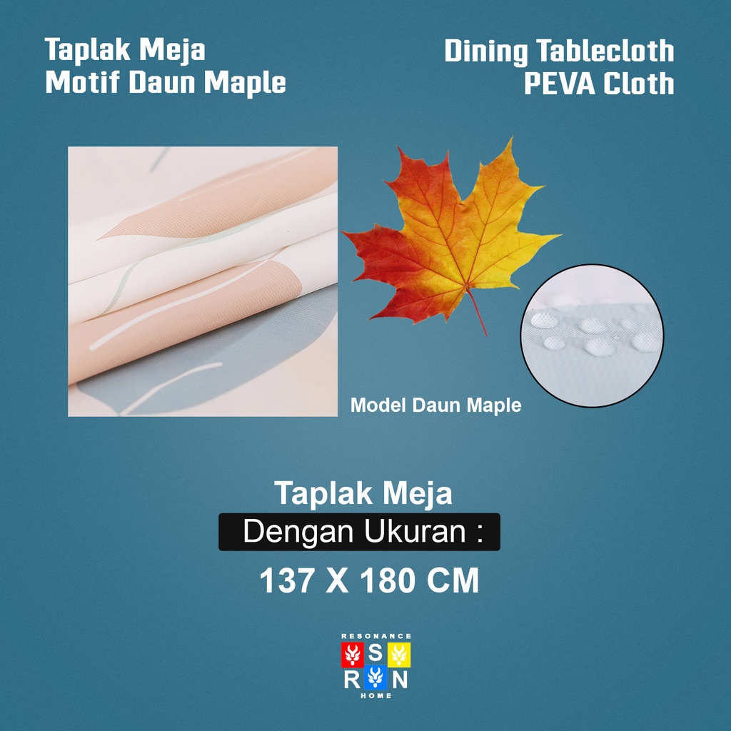 Taplak Meja 137x180 Maple / PEVA Waterproof / Dining Tablecloth Resonance Home