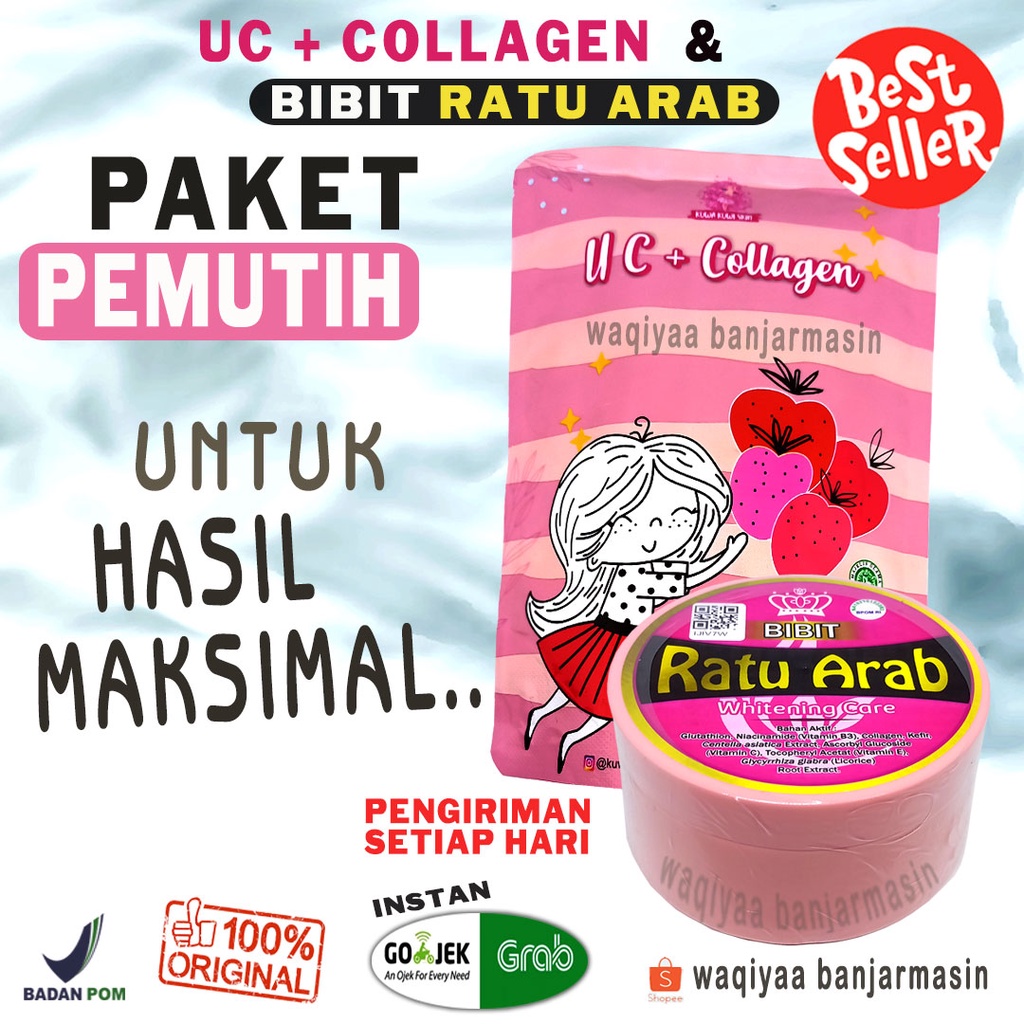 Paket Pemutih Badan dan Wajah Luar Dalam UC Collagen Handbody Lotion Bibit Ratu Arab Susu