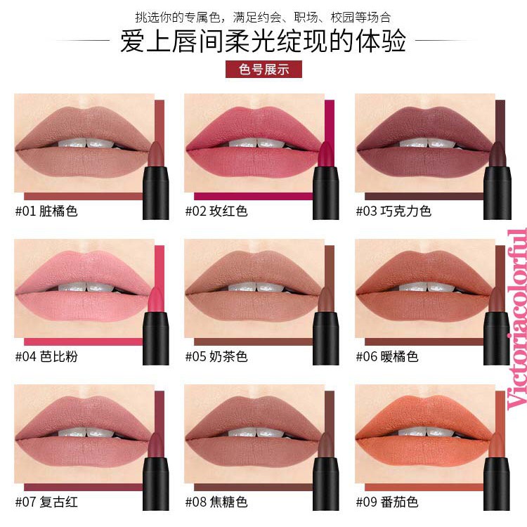 DNM Pensil Lipstik Matte Lipstick Pencil Beludru Tahan Lama Long Lasting Matte Rotate 19 Colours