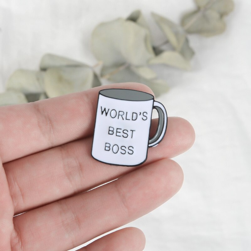 Bros Pin Enamel Bentuk Cangkir Kopi Tulisan World 's Best Boss Mug Untuk Pria Dan Wanita