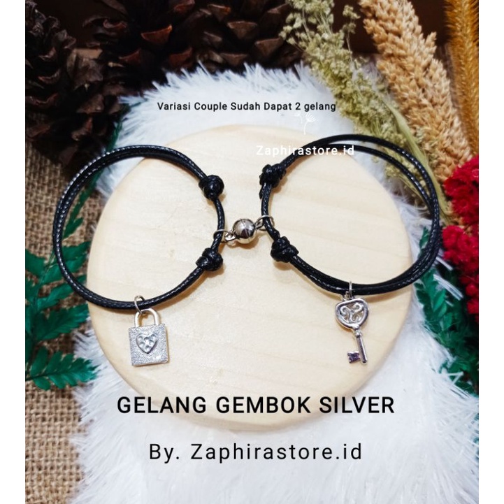 ZaphiraStore - GELANG COUPLE KUNCI GEMBOK SILVER | HARGA SEPASANG