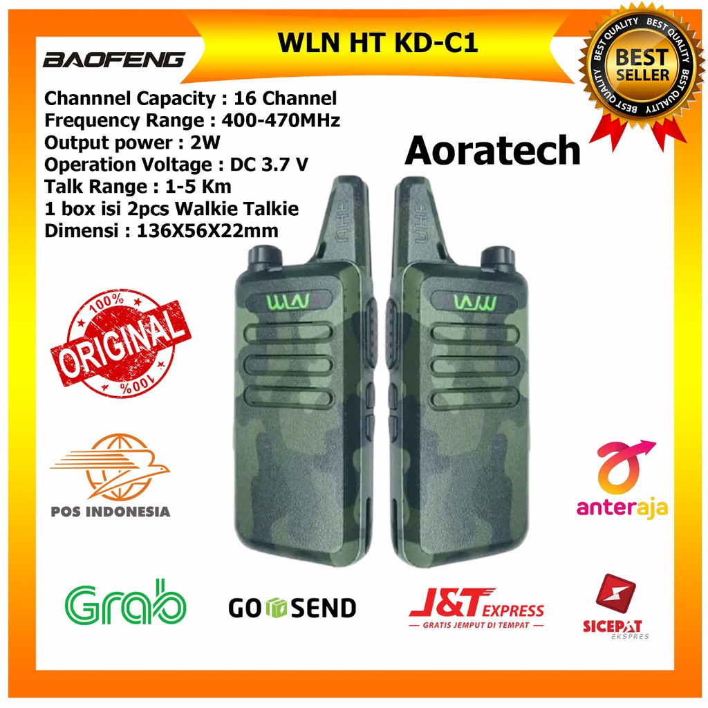 Walkie Talkie WLN HT KDC1 Radio KD - C1 (isi 2pcs) - Army HT kd-c1