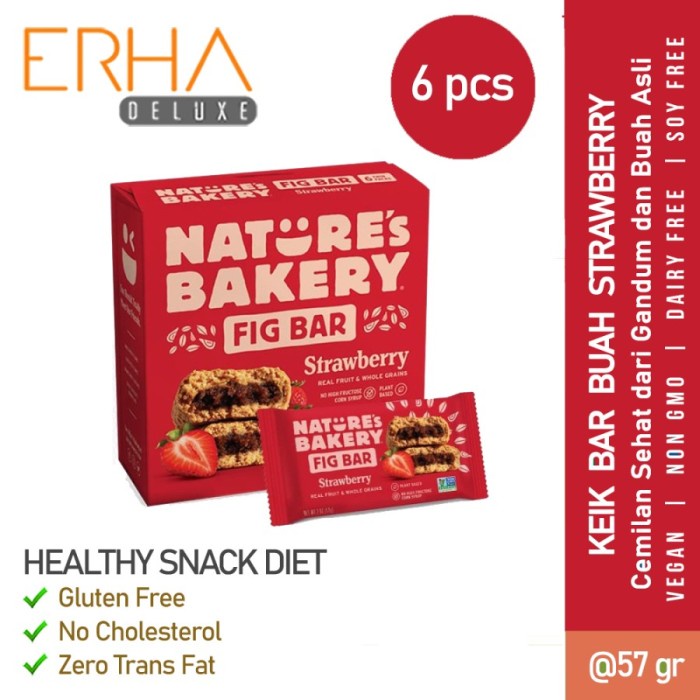 

⭐ COD ⭐ Fig Bar Cemilan Kue Gandum Nature's Bakery isi 6 - Mixed Rasa / BPOM - Strawberry
