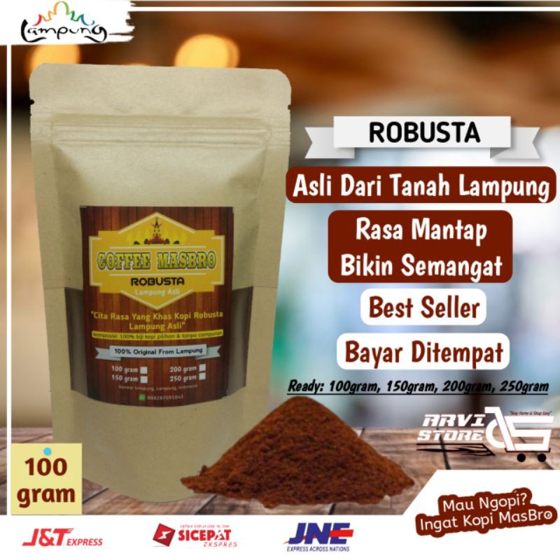 KOPI BUBUK ROBUSTA LAMPUNG ASLI MURNI TANPA CAMPURAN MURAH RASA TIDAK MURAHAN COFFEE MASBRO 100 gram