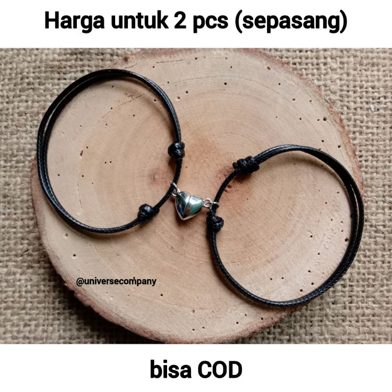 [UC] 2 PCS GELANG COUPLE MAGNET BENTUK LOVE/GELANG TALI KOREA/GELANG MAGNET(BISA COD)